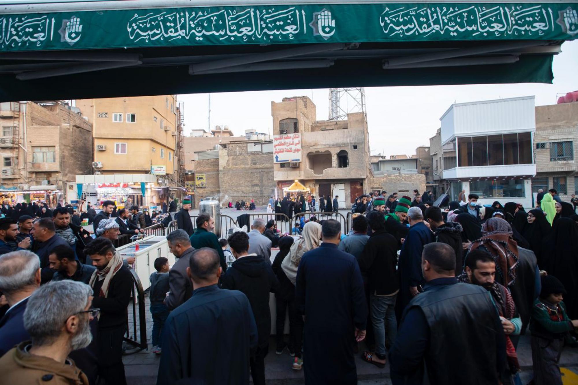 Sayed servants of al-Abbas shrine present to visitors on martyrdom Sayyida Zahra