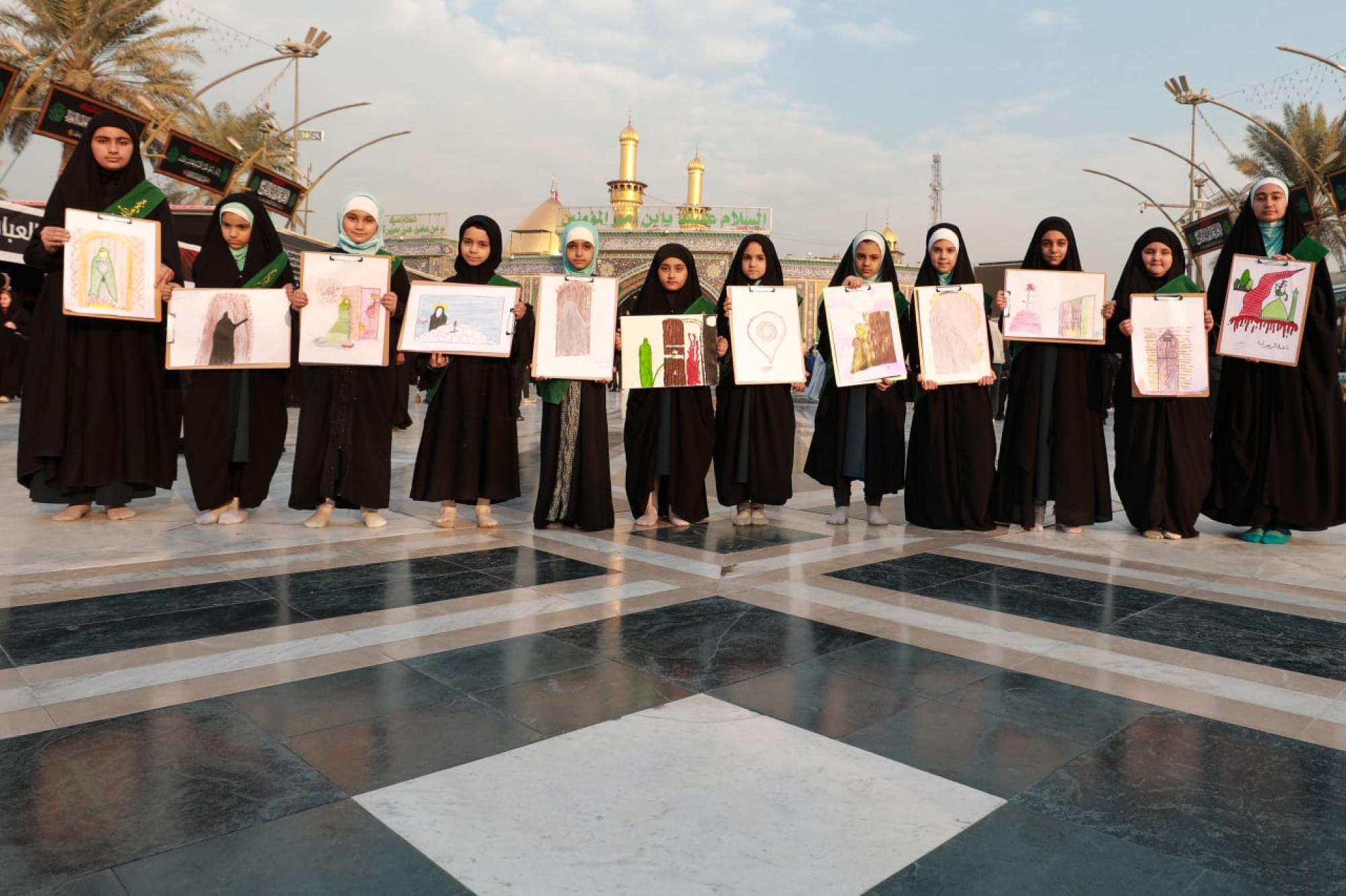Students participate in art exhibition within festival of Fatimi season of Sorrows in Karbala